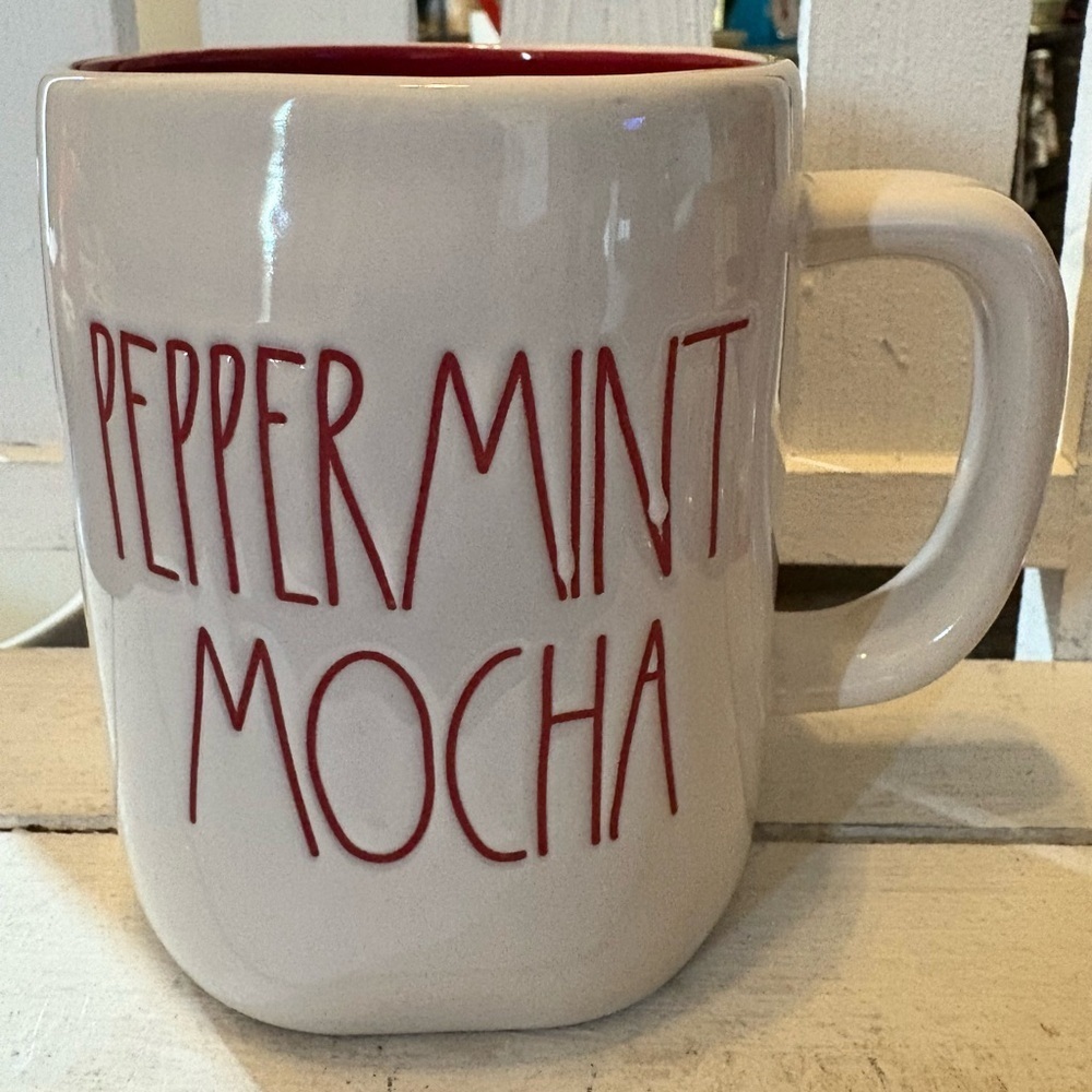 Rae Dunn Peppermint Mocha Mug - White and Red